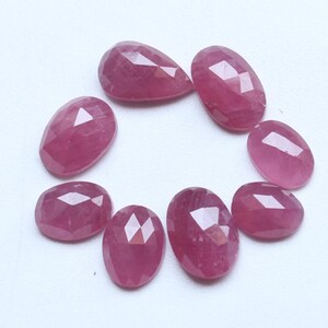 Piedra preciosa de rubí, natural, sin tratar, talla rosa, cabujón facetado, piedra preciosa suelta, talla rubí facetada, lote de talla rubí, suministros de joyería de 8,5 a 11,5 mm