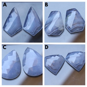 Blue Lace Agate Loose Gemstone Natural Agate Rose Cut Faceted Slices  Loose Blue Lace Agate Loose Gemstone
