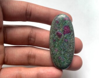 Ruby Zoisite Gemstone Natural Ruby Zoisite Bi-Color Smooth Polished Cabochon Loose Gemstone Ruby Cabochon Jewelry Supplies 50X22MM Ct.73.70