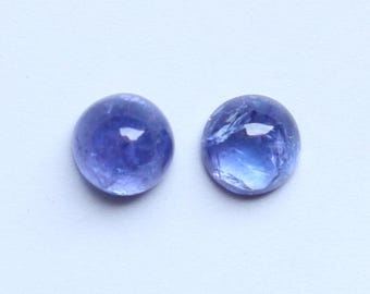 AAA+++ Natural Tanzanite Gemstone , Blue Tanzanite Smooth Polished Cabochon Pair, Tanzanite Round Pair , Tanzanite Loose Cabochon 8MM Ct5.00