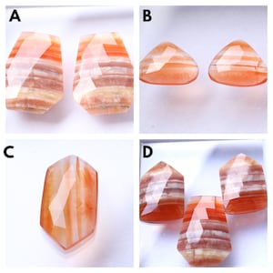 Orange Botswana Agate Loose Gemstone Natural Agate Rose Cut Faceted Slices Loose Orange Botswana Agate Loose Gemstone