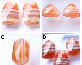 Pietra preziosa sfusa di agata arancione del Botswana Agata naturale taglio rosa fette sfaccettate Pietra preziosa sfusa di agata arancione del Botswana