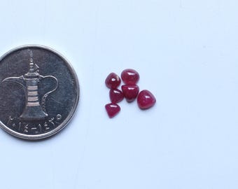 Ruby Gemstone  AAA+ Natural Red Ruby Heart Smooth Polished Cabochon Loose Gemstone, Ruby Red Cabochon Unheated Ruby Loose Gemstone 3.5To5MM
