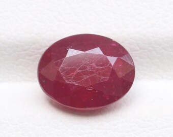 9X7MM Natural Ruby Faceted Gemstone, Red Ruby Crystal, Natural Ruby Emerald Cut Faceted , Ruby Faceted Oval Ruby Ring Cut Gemstone 2.60 CT