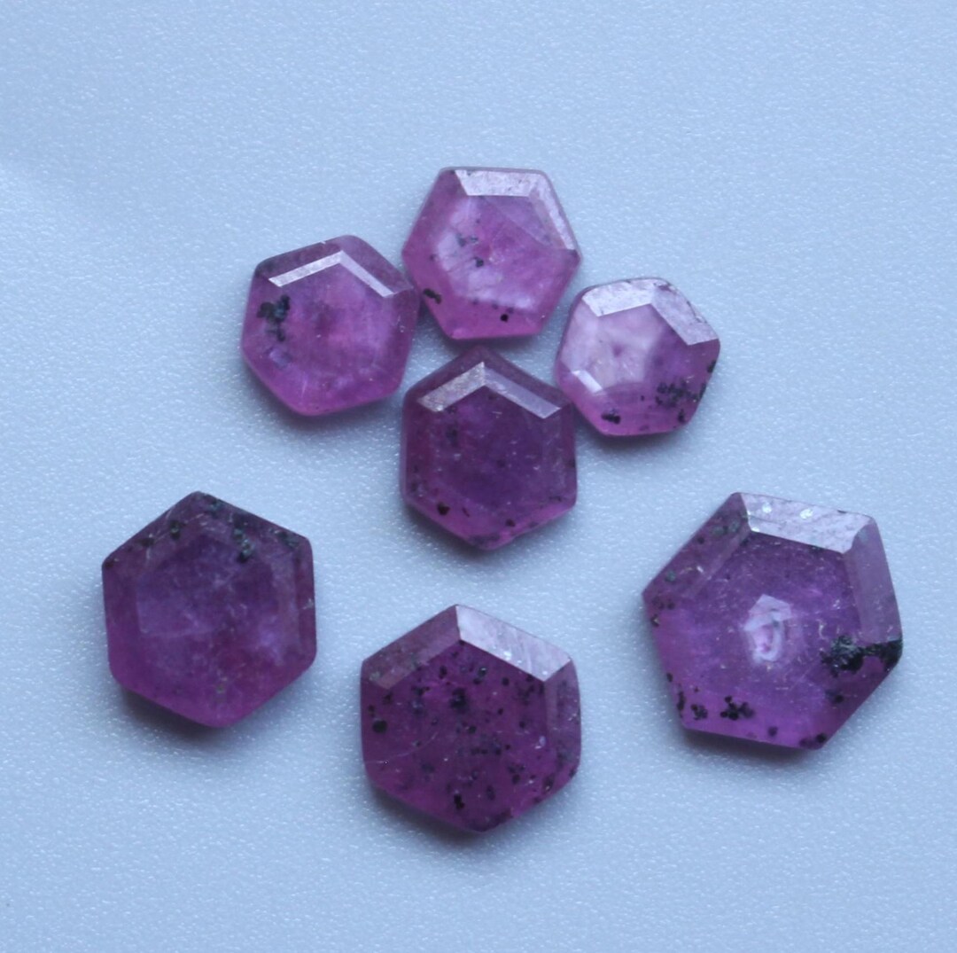 Blue Raspberry Stone 7 PCS Sapphire Gemstone Step Cut, Natural Untreated Raspberry Pink ...