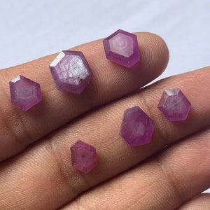 RASPBERRY SAPPHIRE GEMSTONE Step Cut, Hexagon Step Cut Sapphire, Natural Sheen Pink Sapphire, 18.80Ct, 8X11MM , 6 Piece