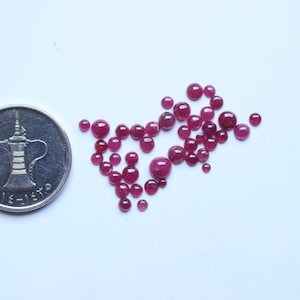 Ruby Gemstone  AAA+ Natural Red Ruby Round Smooth Polished Cabochon Loose Gemstone, Ruby Red Cabochon Unheated Ruby Loose Gemstone 2To5MM