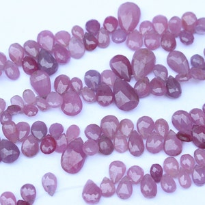 10 Pcs AAA+ NATURAL RUBY Pear Shape Beads Natural Ruby Briolette Faceted Pear Shape Beads Pear Side Cut Wholesale Making Jewelry 6 To 12MM