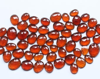 Granat ädelsten, naturlig obehandlad hessonit granat rosenskuren fasetterad skiva, lös ädelsten, fasetterad granat, smyckestillbehör, 7-12,5 mm