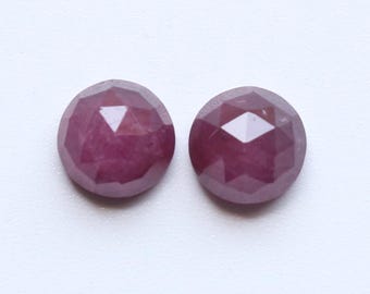 Ruby Gemstone, Natural Untreated Red Ruby Rose Cut Faceted Round Pair Cabochon Loose Gemstone, Ruby Earring Faceted Jewelry Supplies, 8MM