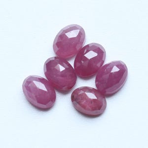 Rose Cut Gemstone, Natural Untreated Red Ruby Rose Cut Faceted Cabochon Lot Loose Gemstone, Ruby Faceted Jewelry Supplies, 7X5MM, Ct.8.75