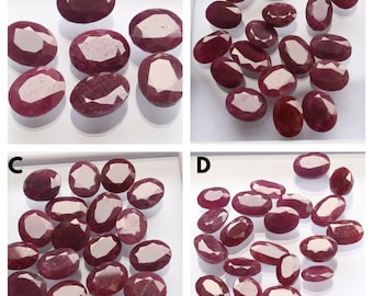 Natural Red Ruby Gemstone Ruby Oval Faceted Gemstone Emerald Cut Gemstone, Natural Ruby Cut Faceted Emerald Cut Ruby Loose Jewelry Making