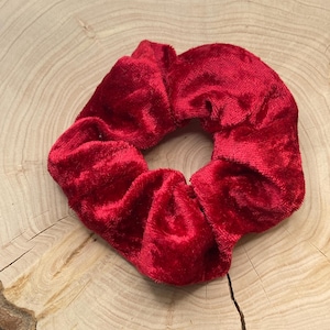 Handmade velvet scrunchie red shiny hair tie soft colorful gift gift idea hair tie accessory hairband minimalist classy