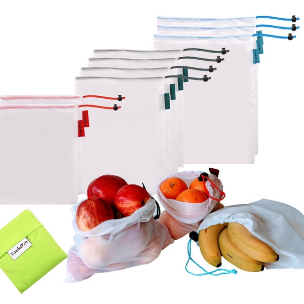 Reusable Produce Bags-Sets of 9 Mesh Produce Bags| Zero Waste Bags for Produce-SALE 40%