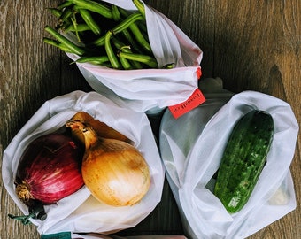 Set of 9 Reusable Produce Bags for Zero waste  Grocery Shopping and Sustainable Living. Mesh Produce Bags For Vegetables and Fruits.