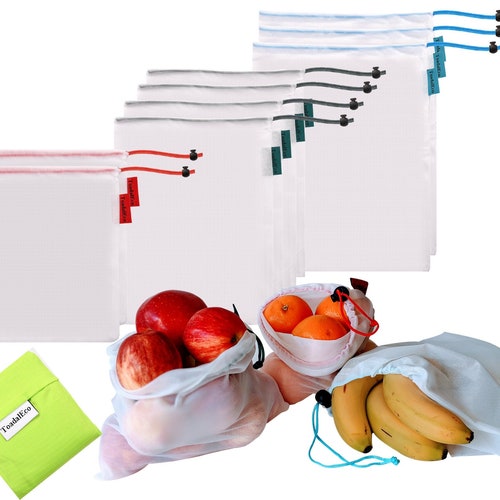 Reusable Produce Bagsset of 9 Mesh Produce Bags Zero Waste Etsy