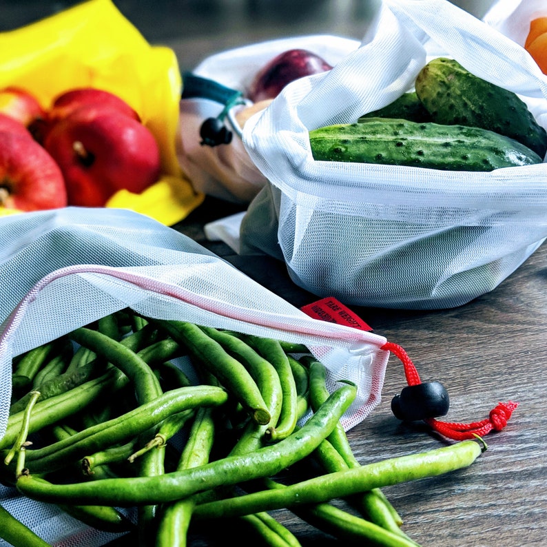 Reusable Produce Bagsset of 9 Mesh Produce Bags Zero Waste Etsy
