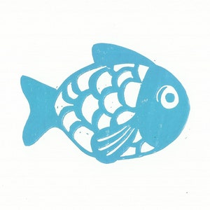 Fish in linocut image 2