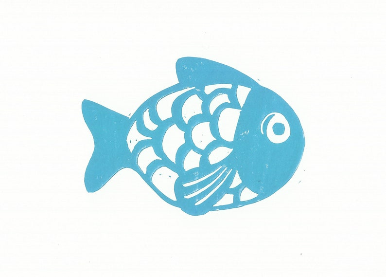 Fish in linocut image 2