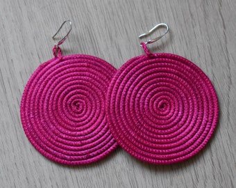 African earrings - Colorful braided fibers