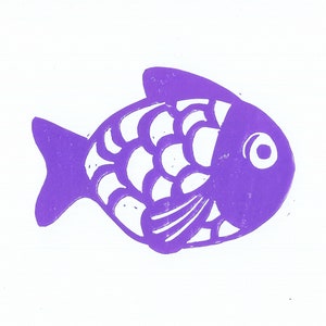 Fish in linocut image 3