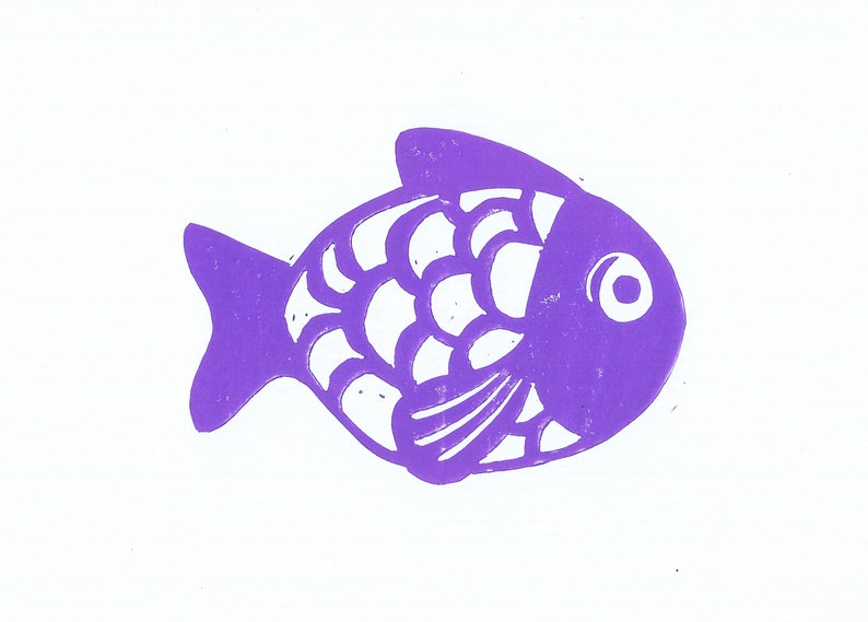 Fish in linocut image 3