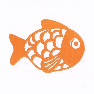 Fish in linocut image 4