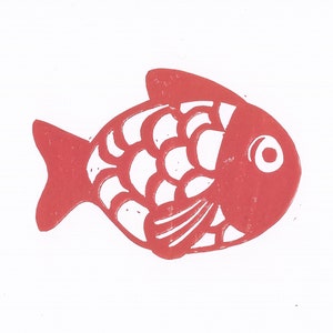 Fish in linocut image 6