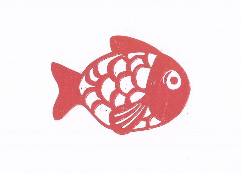 Fish in linocut image 6