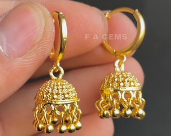 Tiny Gold Jhumka • 20k Gold Plated • Mini Jhumka Earrings • Indian Style Earrings • Micro Jhumkas • Dangle Earring •Tiny Jhumkas { }