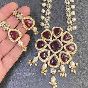 Gorgeous Indian Necklace Set  || Indian style Necklace || Jhumkas || AD jewelry || Jewelry || Necklace || Earrings || Indian jewelry