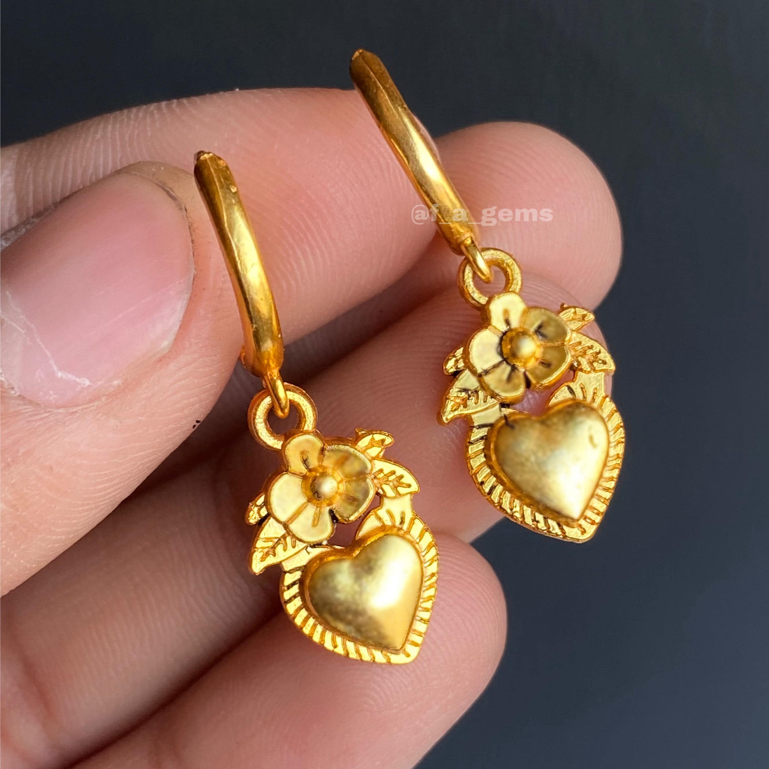 20k Gold Plated Heart Earrings: Tiny Flower Hoops - Etsy