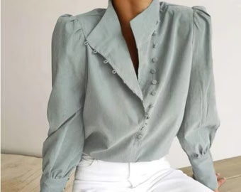 Womens Blouse Long Sleeve Turtleneck Blouse Tops Buttoned Dress Shirts Work Clothes Office Tops Clothing For Women Work Shirts