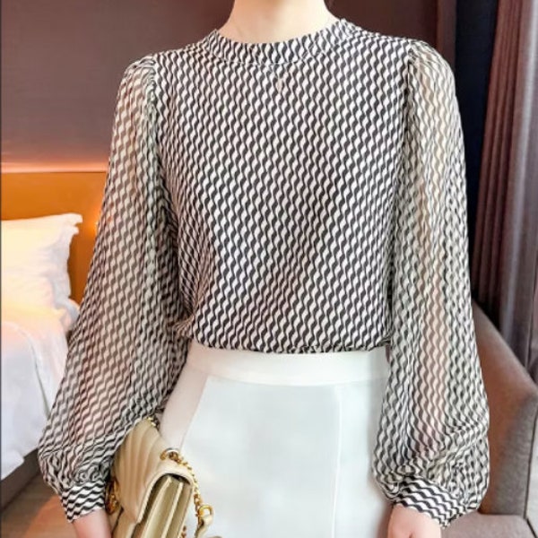 Business Casual Chic Woman Tops And Blouse Long Sleeve Blouse Formal Dress Shirt Tops Formal Tops For Woman Clothing Elegant Blouse