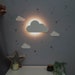 Cloud Night Light Wall Mounted Wooden Kids Nursery Decor | Free 50 Star Stickers | 9v Cosy LED Glow For Bedtime Stories | Baby Shower Gift 