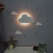 Cloud Night Light Wall Mounted Wooden Kids Nursery Decor | Free 50 Star Stickers | 9v Cosy LED Glow For Bedtime Stories | Baby Shower Gift 