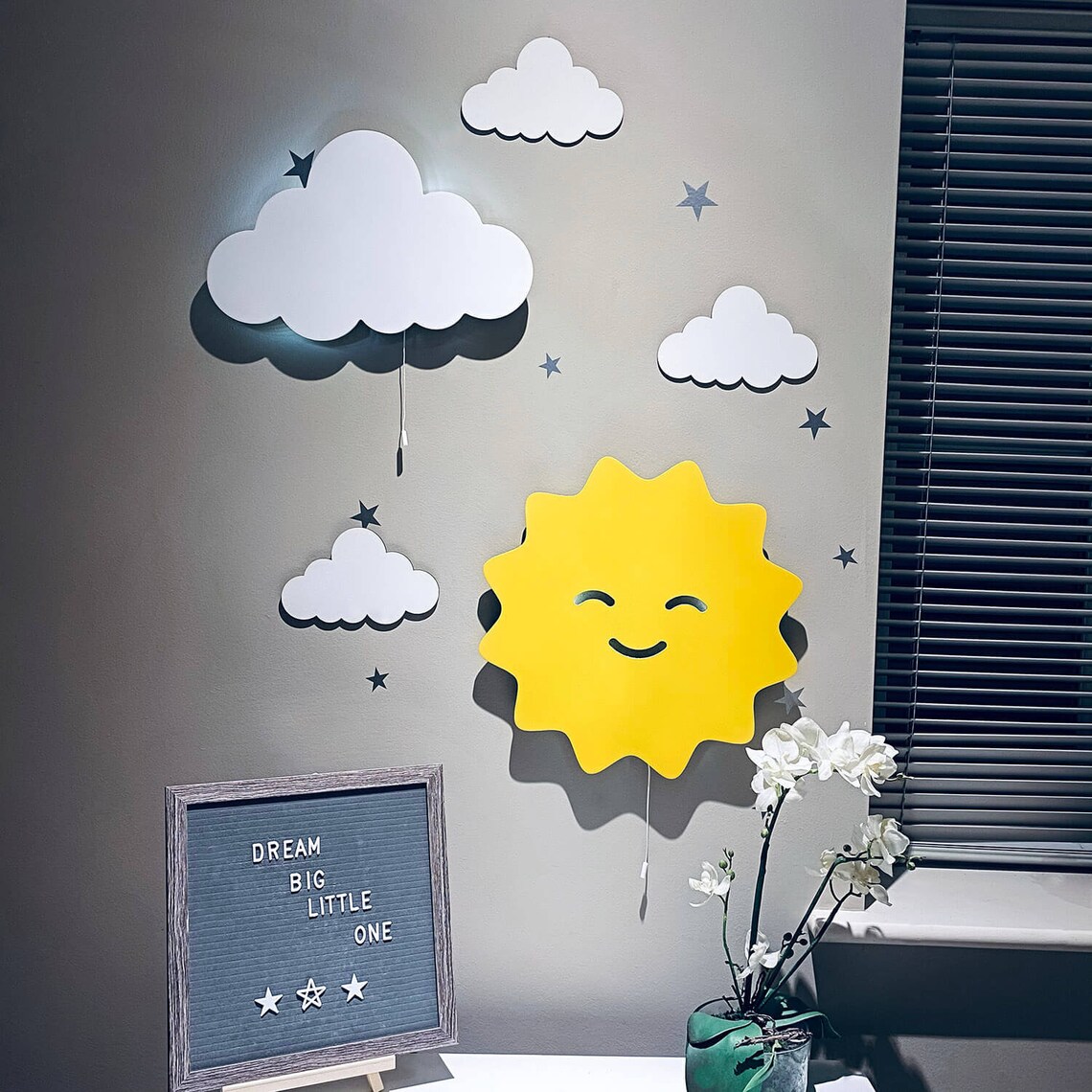 Sun Wooden Kids Night Light & Nursery Wall Decor MDF 9V LED Etsy