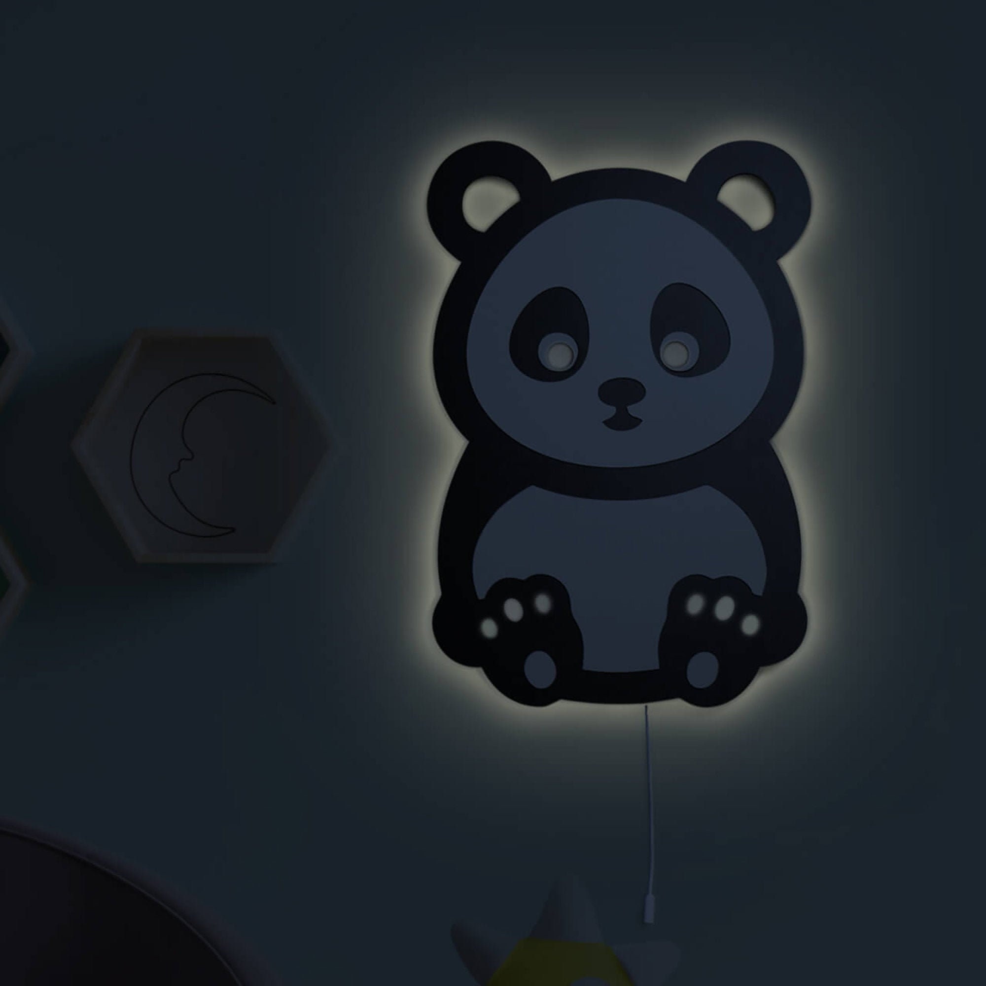 Panda Kids Wall Night Light Nursery Decor Wooden 9V LED Etsy