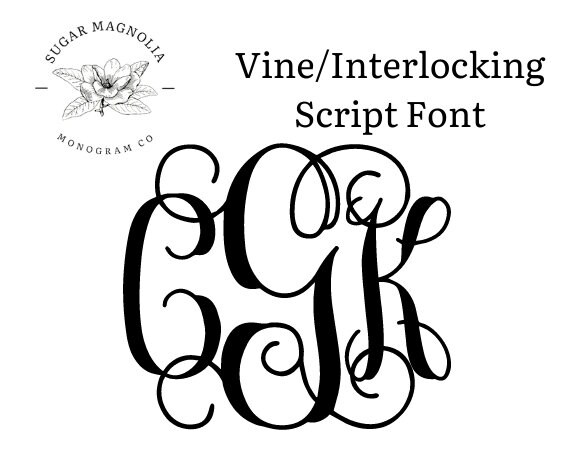 Vine/Interlocking Script Monogram Font | Vine Monogram Open Type Font…