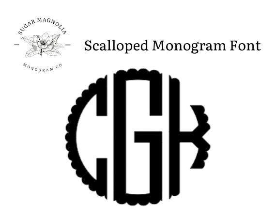 Scalloped Circle Monogram Font | Round Scallop Monogram |  Scallop Mo…