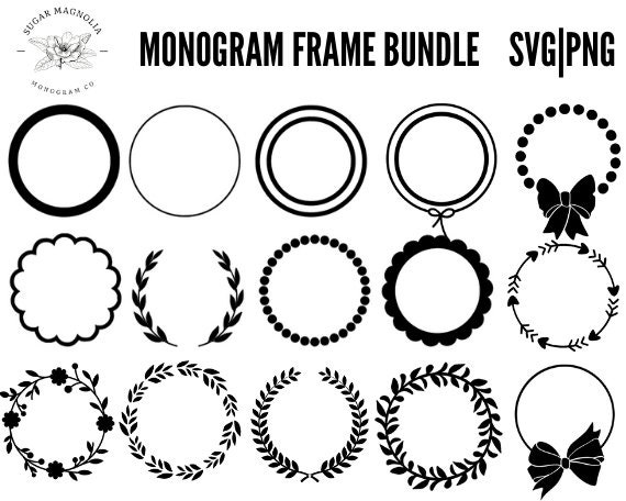 Monogram Frame Bundle-Floral Monogram Frames-Monogram SVG- Monogram F…