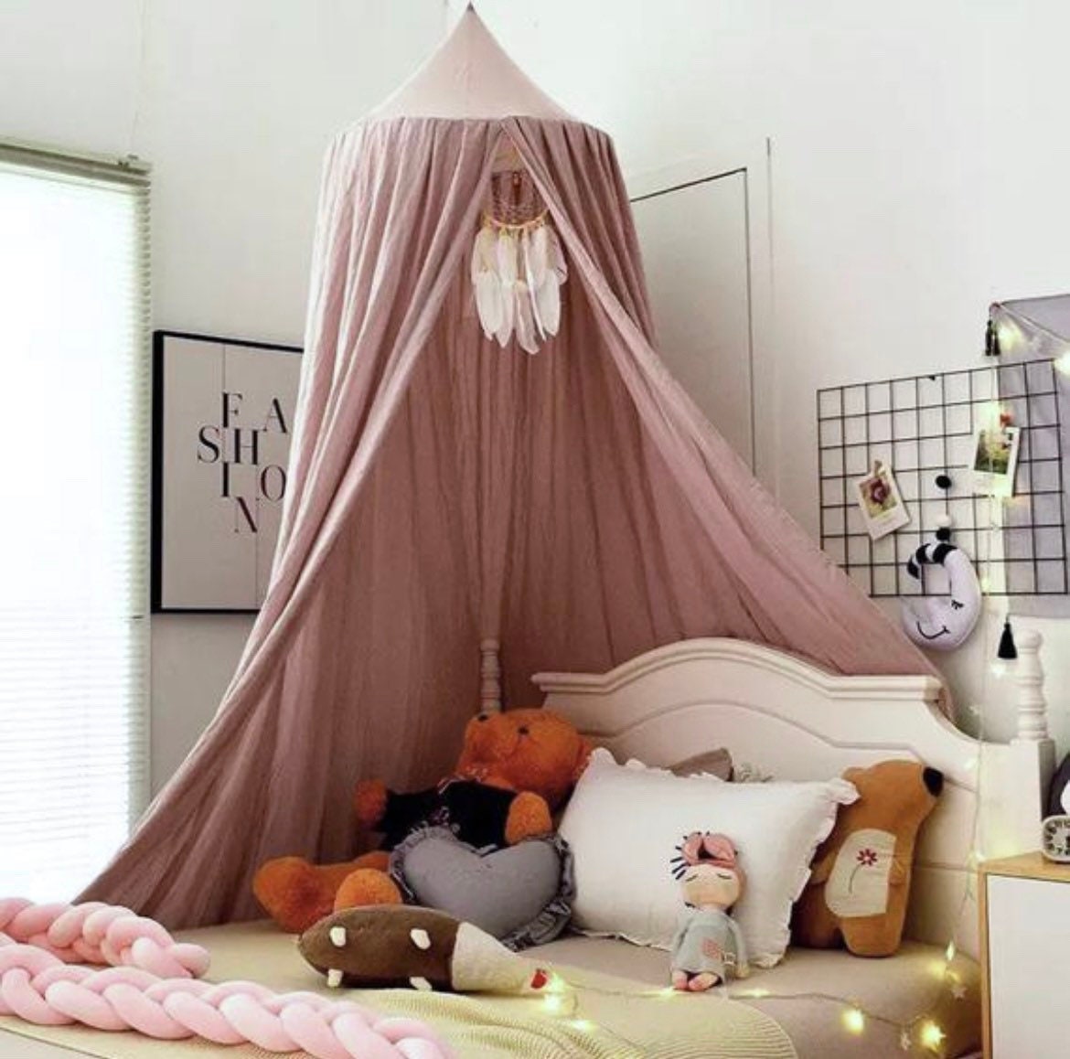 Bed Canopy Bedroom Decor Girls Boys Nursery Cot Princess Bed Canopy B…