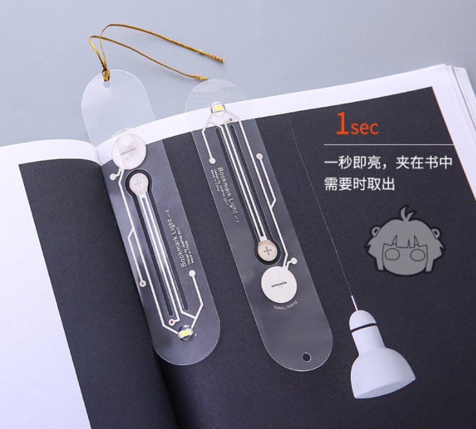LED Book Light Bookmark UltraThin Booklamp Reading Etsy