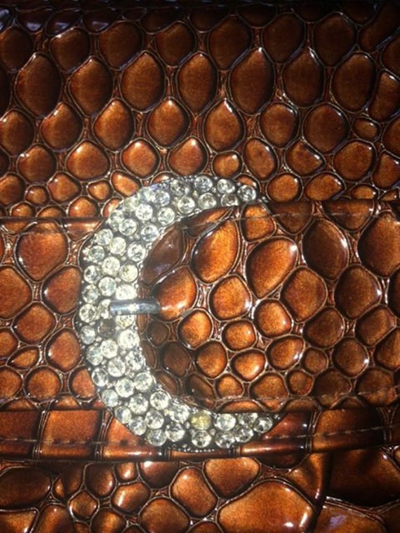 Brown Snakeskin silver buckle clutch - image 2