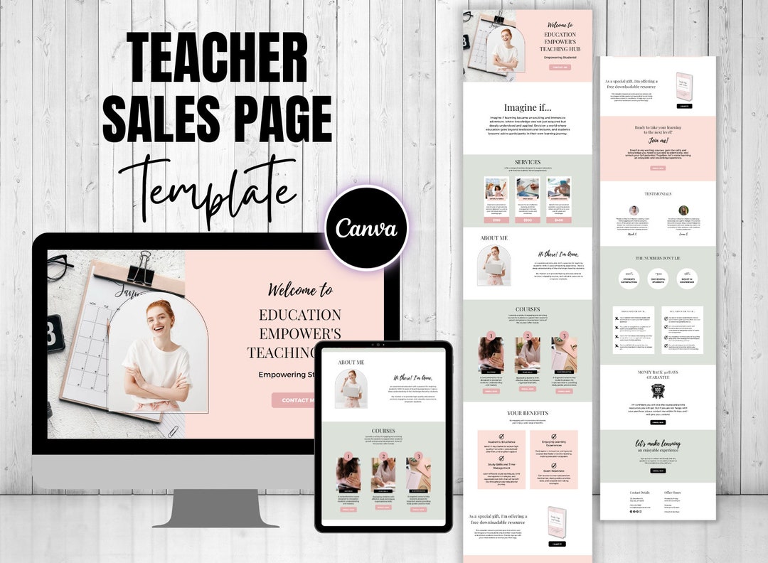 PLR Teacher Canva Website Template for Educators, Website School
