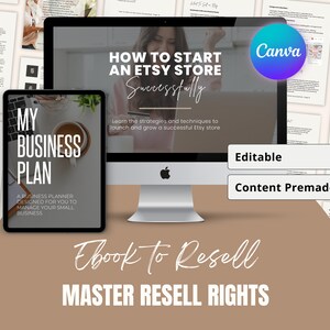 Master Resell Rights How to Start an Etsy Shop Successfully Ebook to resell, Business Plan, Small Business, Sell on Etsy Editable on Canva