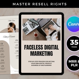 Faceless Digital Marketing Ebook with Master Resell Rights, PLR Digital Products, Faceless Marketing Guide, How to Sell Online, Marketing MR