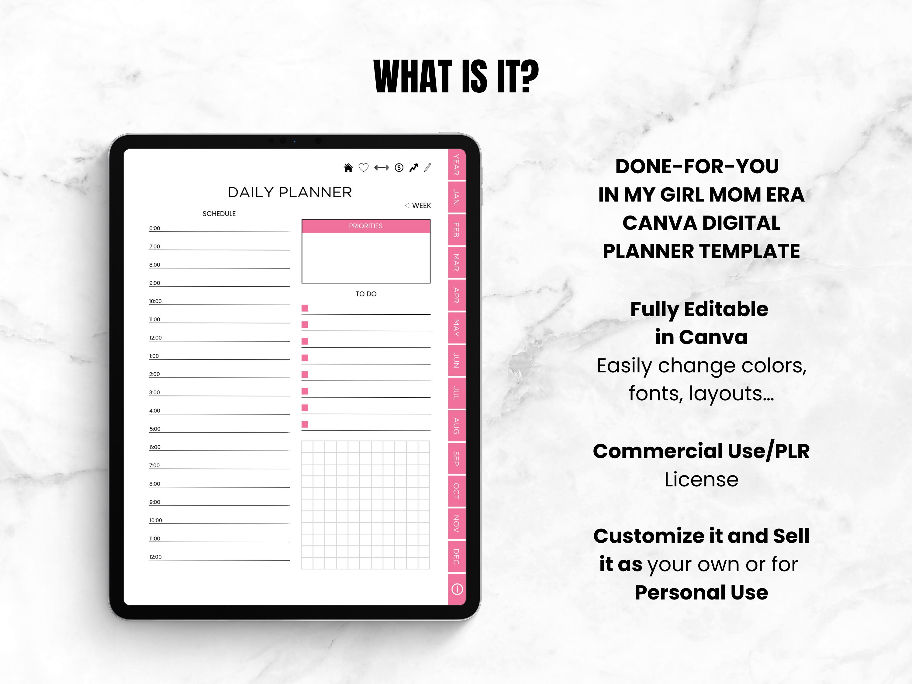 In My Girl Mom Era Self-care PLR Digital Planner Template Canva ...