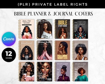 PLR bible Covers for Journals, Planners, Notebooks Editable on Canva, Commercial Use, PLR Products, PLR Digital Planner for black Women