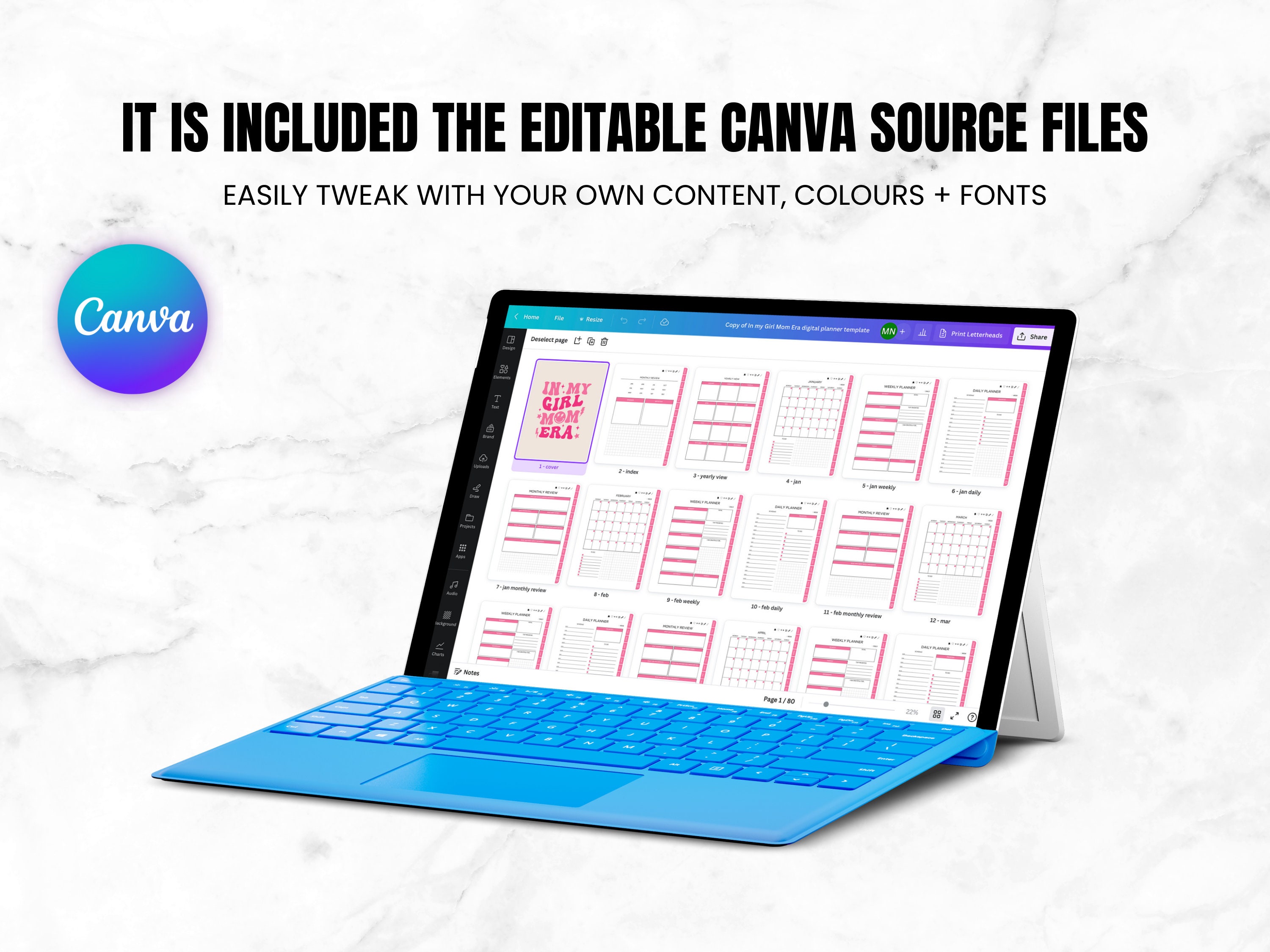 In My Girl Mom Era Self-care PLR Digital Planner Template Canva ...